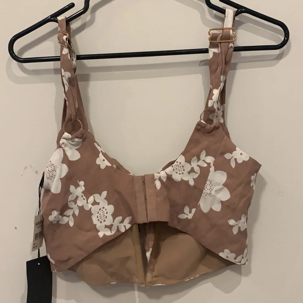 For Love & Lemons Floral Bustier Crop Top L - Picture 5 of 5